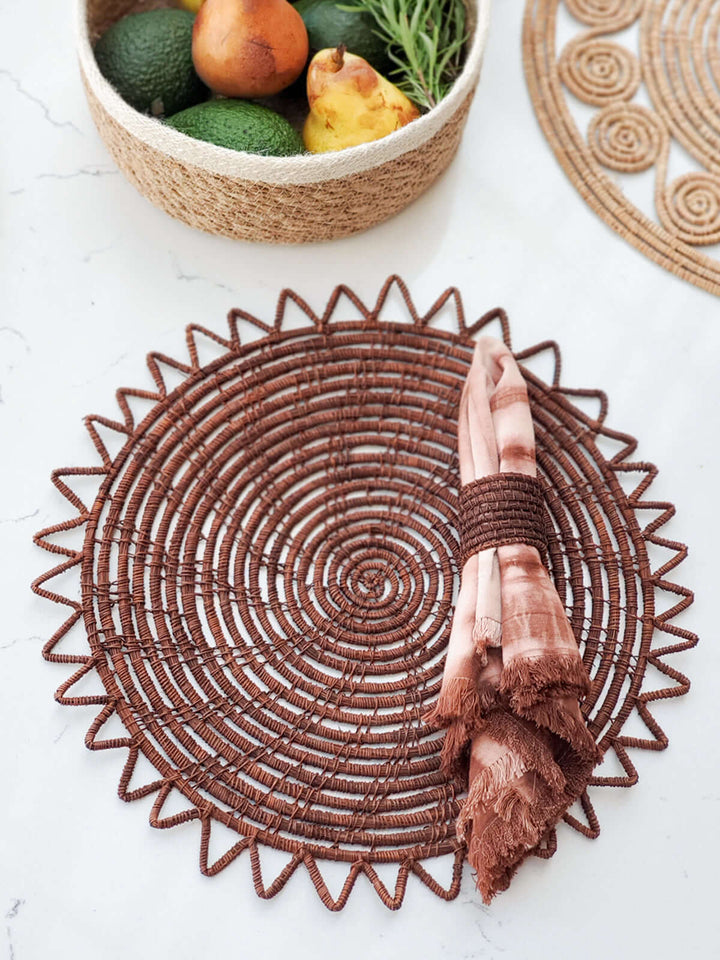 Surya Woven Palm Fiber Placemat - Brown (Set of 2)