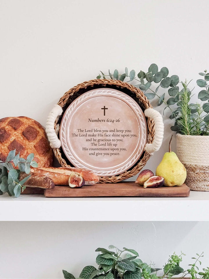 Personalized Bread Warmer & Basket - Bible Round