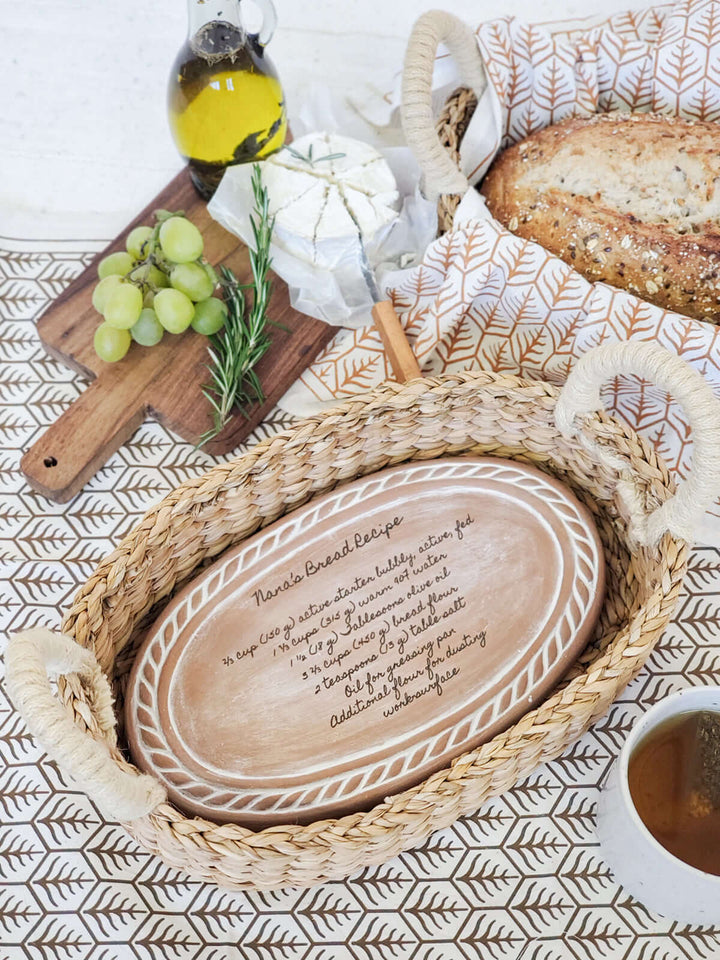 Personalized Bread Warmer & Basket - Recipe Oval