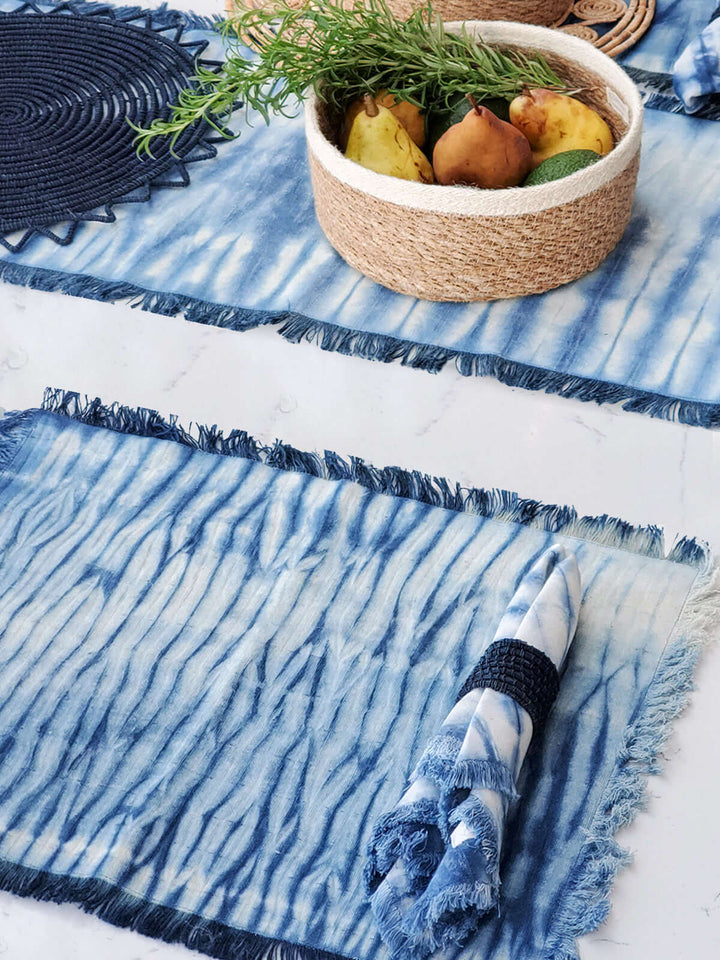 Tie Dye Cotton Placemat - Indigo Blue (Set of 4)