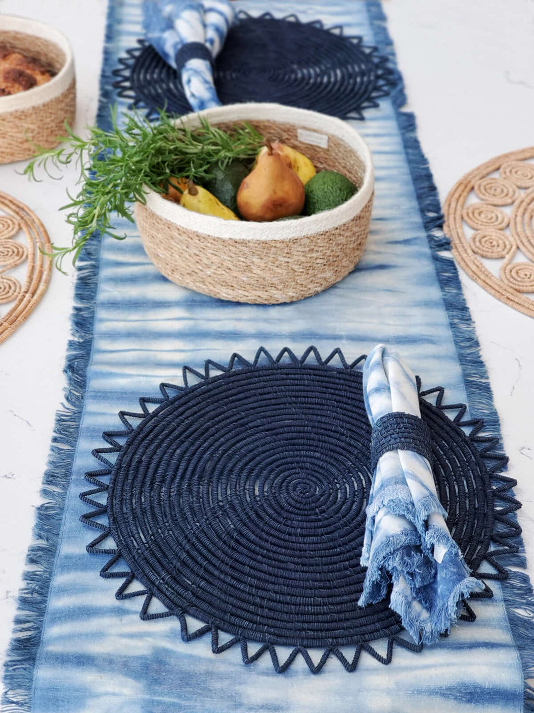 Surya Woven Palm Fiber Placemat - Indigo Blue (Set of 2)