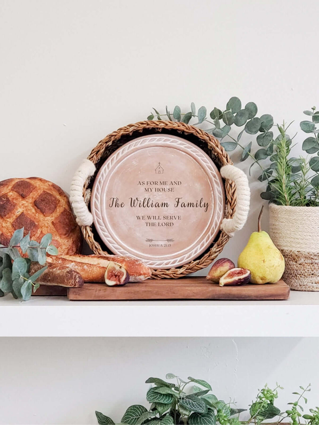 Personalized Bread Warmer & Basket - Bible Round