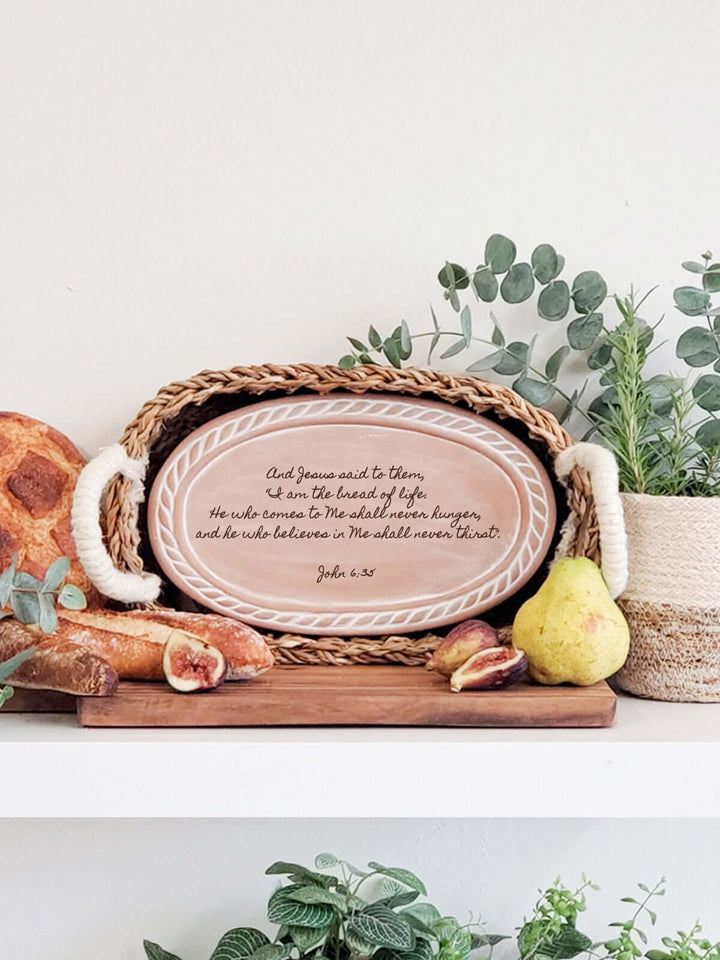 Personalized Bread Warmer & Basket - Bible Oval