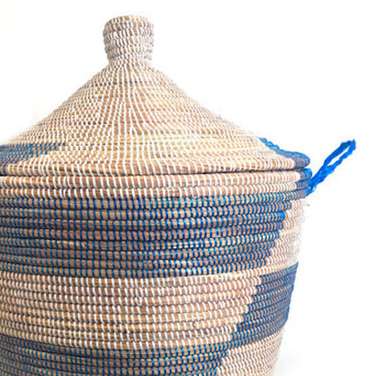 Low Storage Basket - Blue Stripe