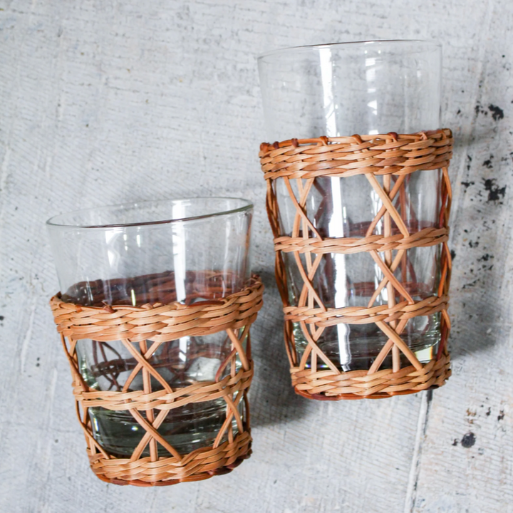 Rattan Wide High Ball Glasses