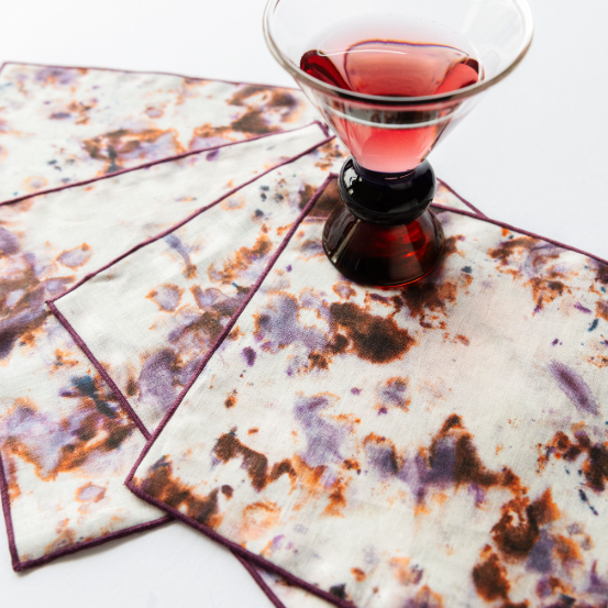 Rose Marble Cocktail Napkin Set