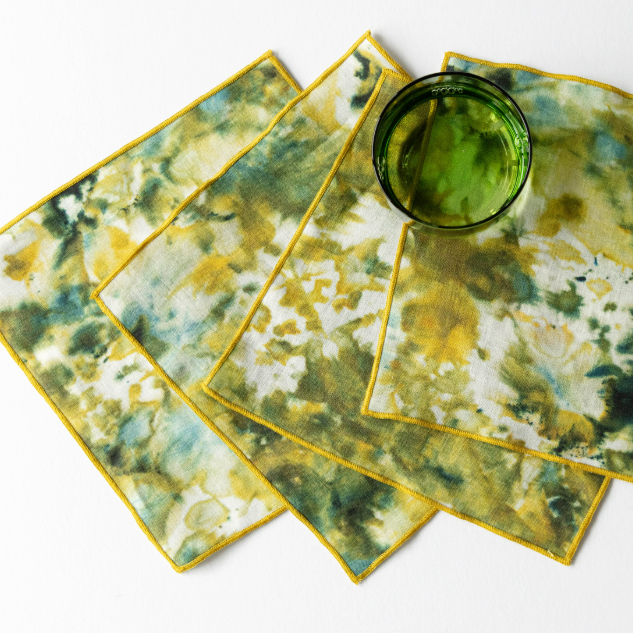 Green Marble Cocktail Napkin Set