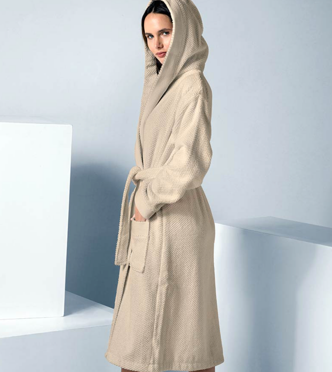 Women's Hooded Turkish Cotton Terry Cloth Robe
