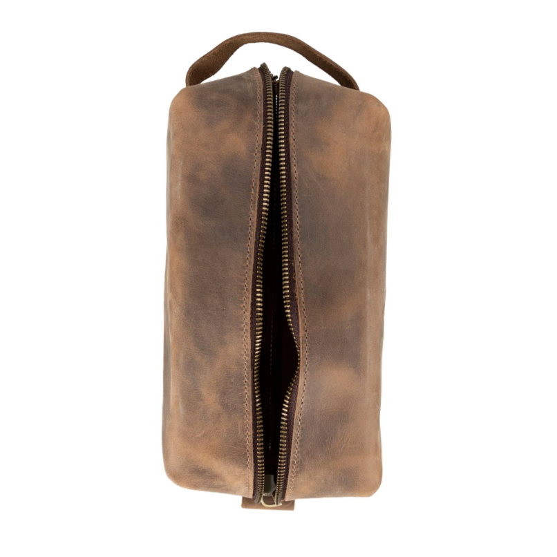 Oswego Men's Leather Dopp Kit & Small Travel Handbag