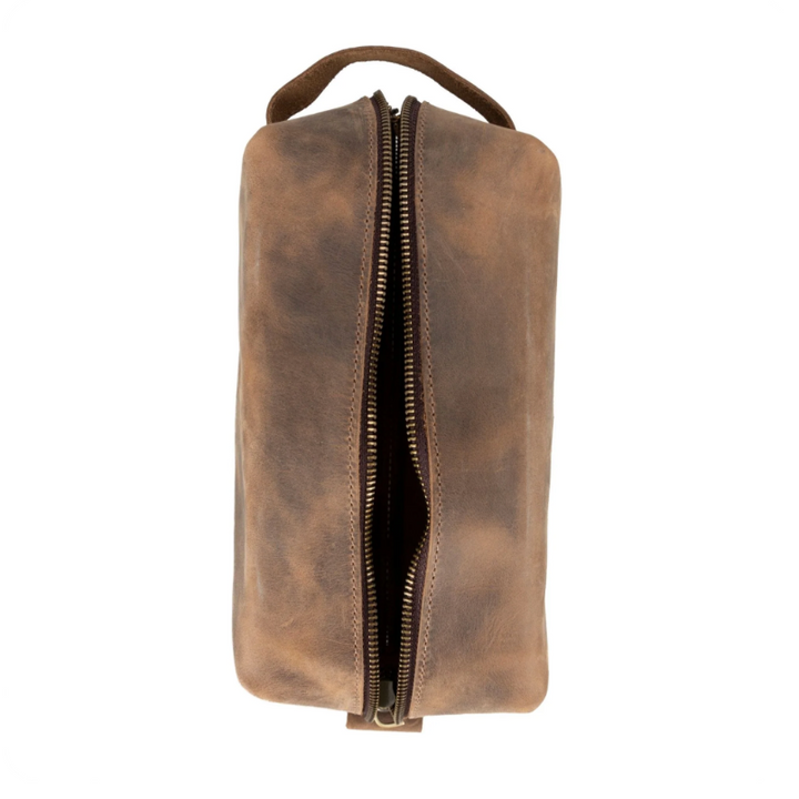 Oswego Men's Leather Dopp Kit & Small Travel Handbag