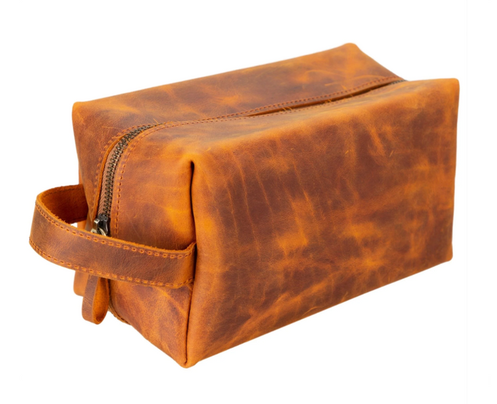 Oswego Men's Leather Dopp Kit & Small Travel Handbag
