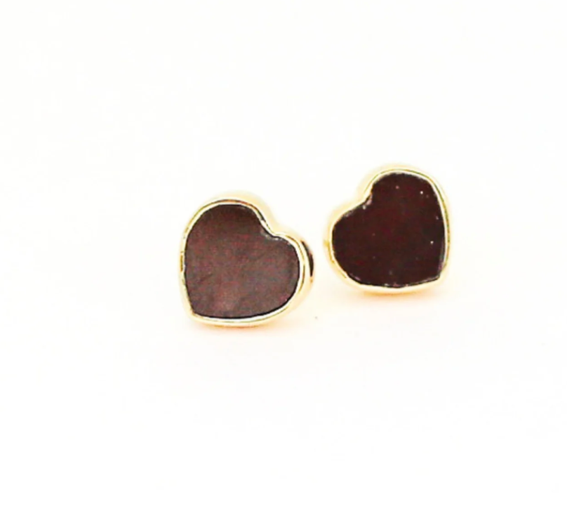 Mia Gemstone Heart Stud Earrings