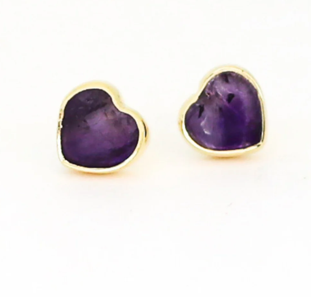 Mia Gemstone Heart Stud Earrings