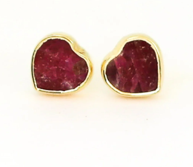 Mia Gemstone Heart Stud Earrings
