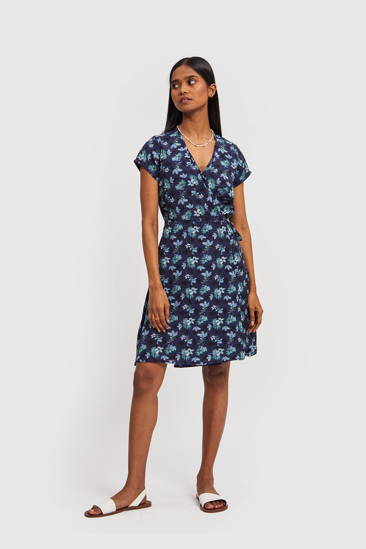 Short Wrap Dress Midnight Florals