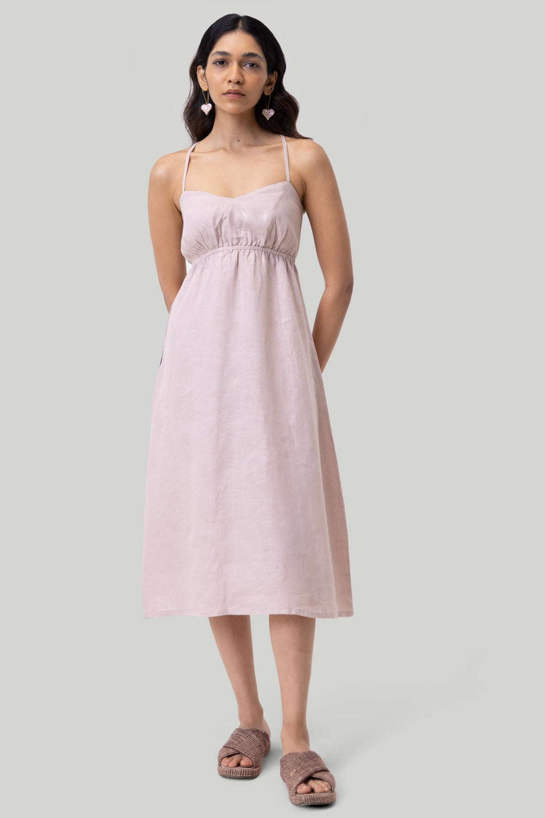 Strappy Midi Camisole Dress in Pink