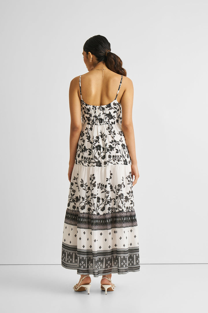 Strappy Tiered Maxi Dress in Florals