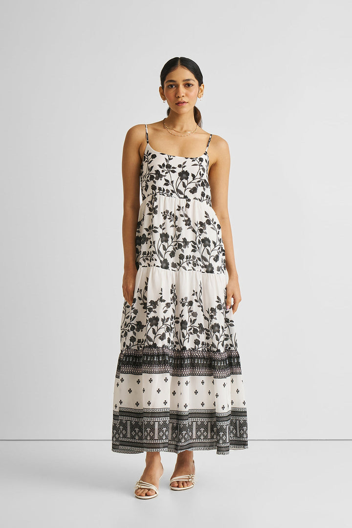 Strappy Tiered Maxi Dress in Florals