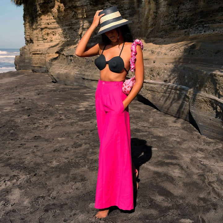 TAYLOR Wide-leg Palazzo Pants In Hot Pink