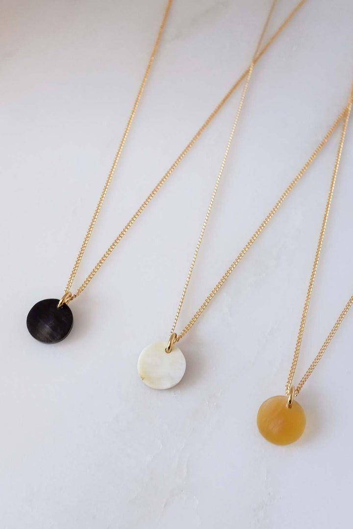 Thanh Hoa Buffalo Horn Minimalist Circle Charm Necklace