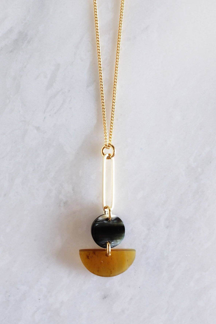 Tho Bar & Geo Buffalo Horn Pendant Necklace