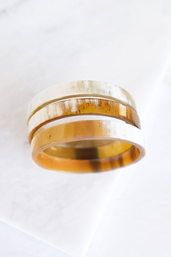 Tron Buffalo Horn Minimalist Bangle Bracelet (3pcs)