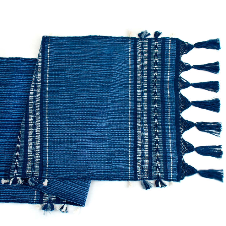 Handwoven Table Runner in Indigo Arrow