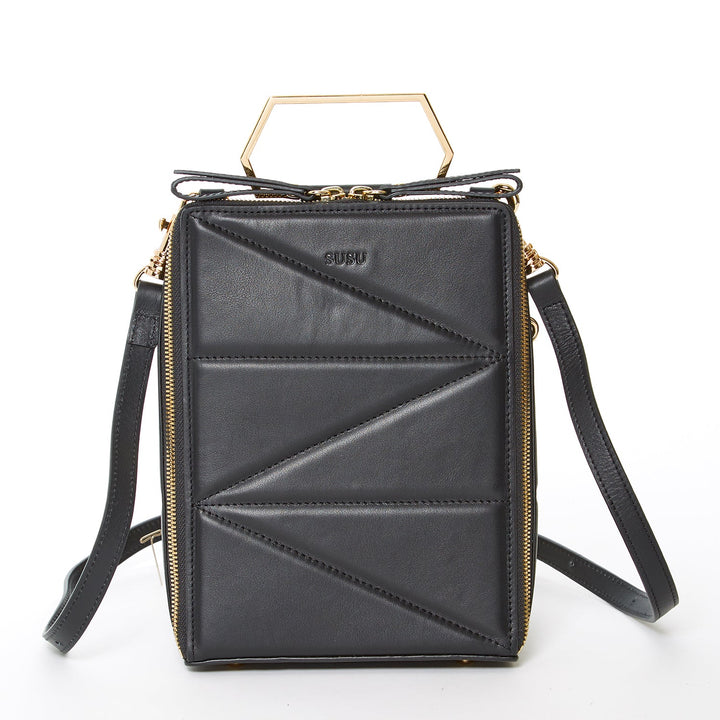 SUSU The Heidi Black Leather Backpack Purse