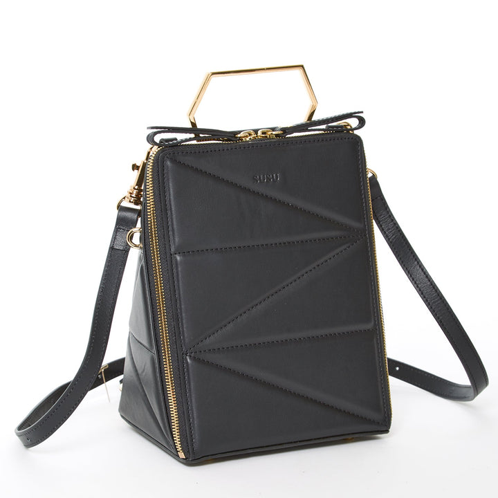 SUSU The Heidi Black Leather Backpack Purse