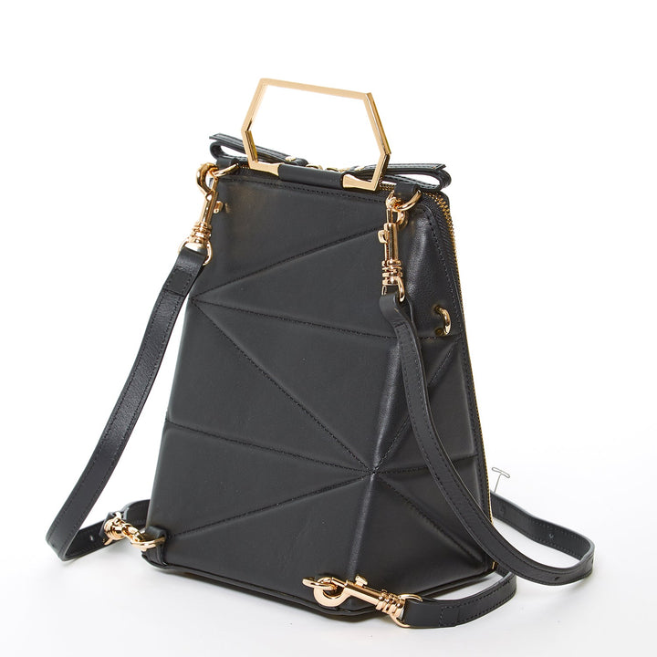 SUSU The Heidi Black Leather Backpack Purse