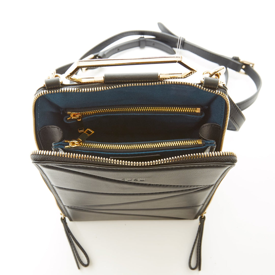 SUSU The Heidi Black Leather Backpack Purse