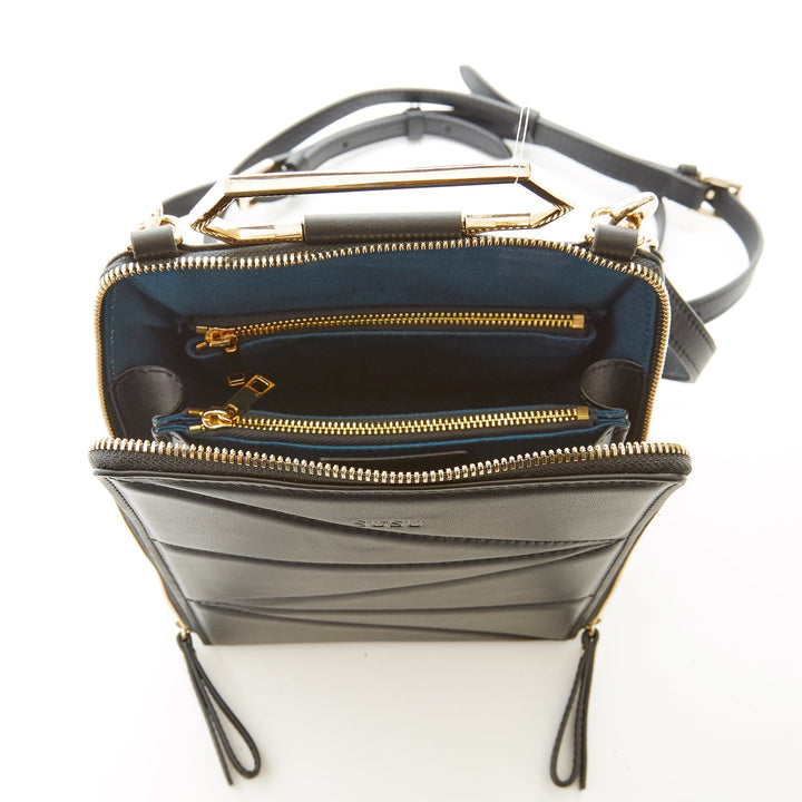 SUSU The Heidi Black Leather Backpack Purse