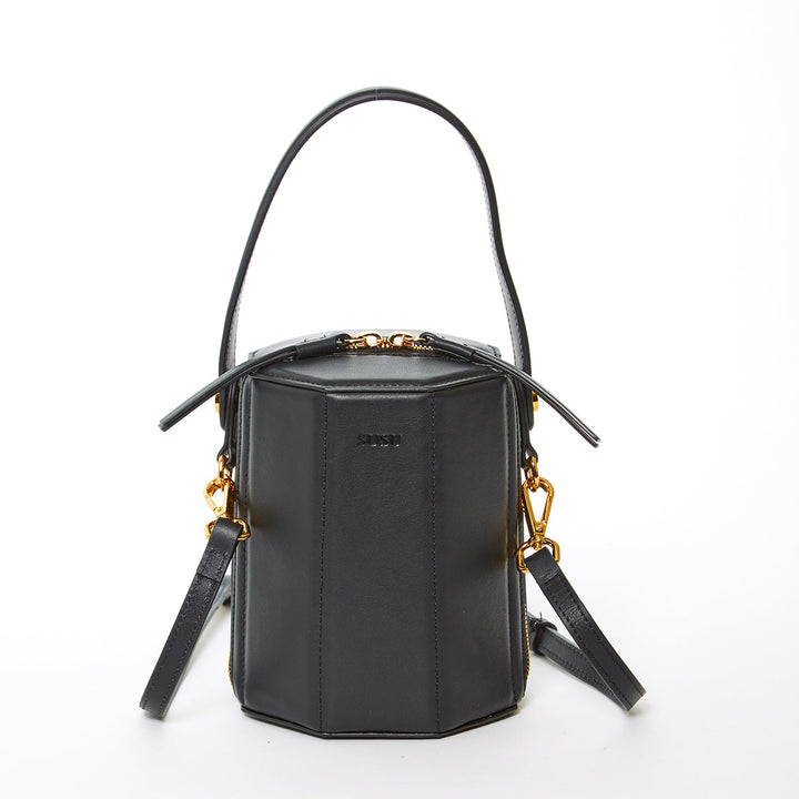 SUSU The Harper Black Leather Bucket Bag