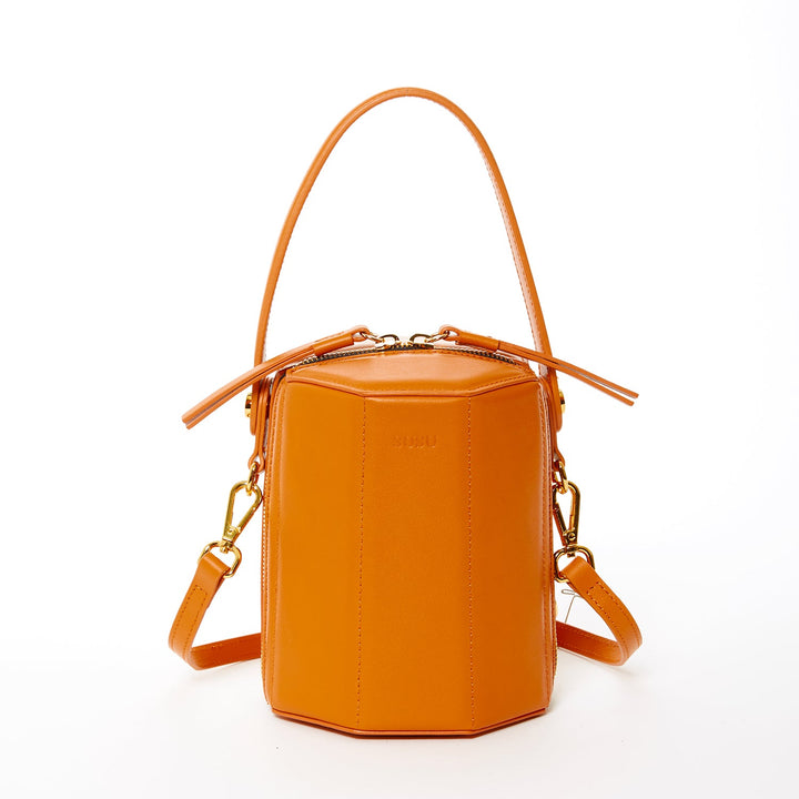 SUSU The Harper Orange Leather Bucket Bag