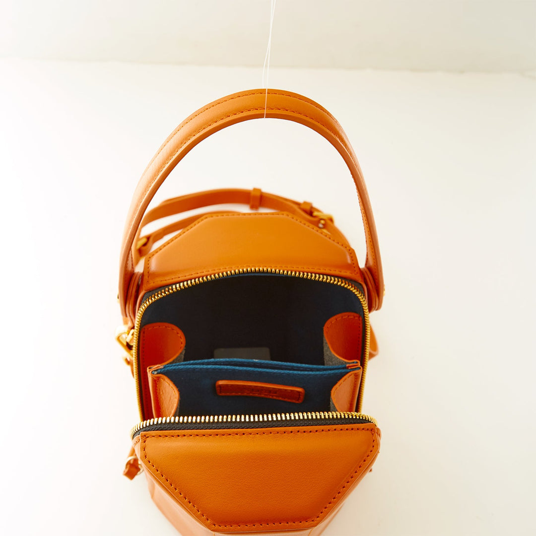 SUSU The Harper Orange Leather Bucket Bag