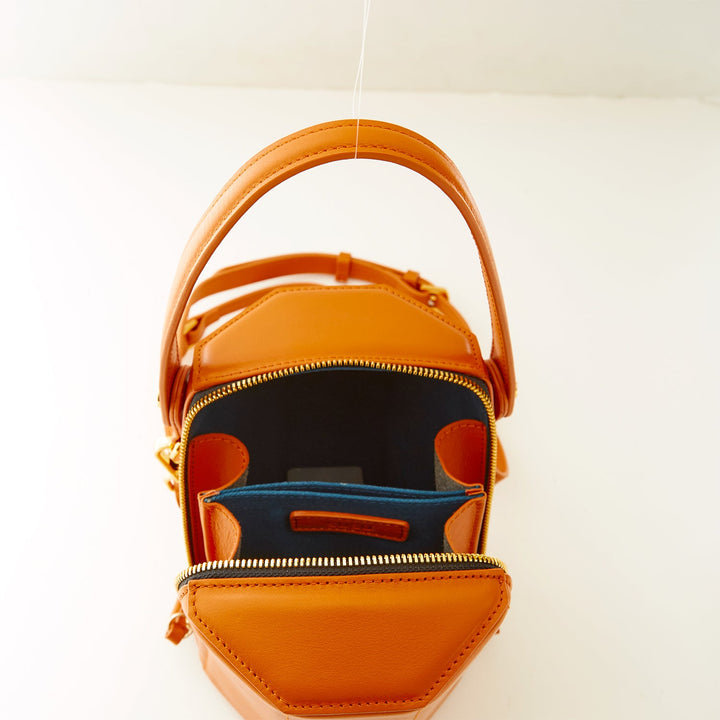 SUSU The Harper Orange Leather Bucket Bag