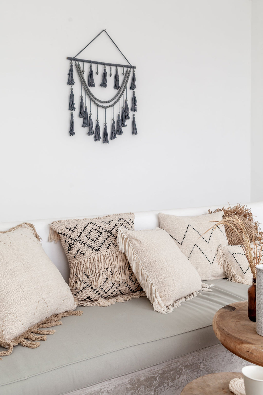 Bohemian Tasseled Macrame Throw Pillow