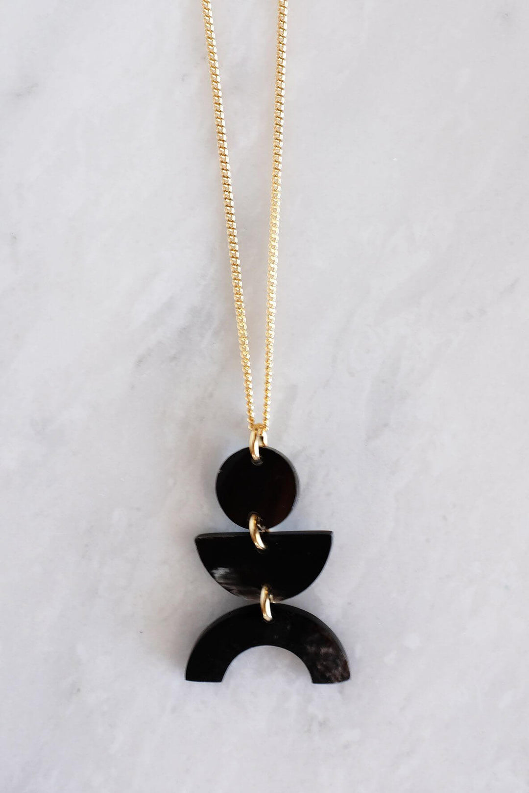 Vui Mung Geometrical Buffalo Horn Pendant Necklace