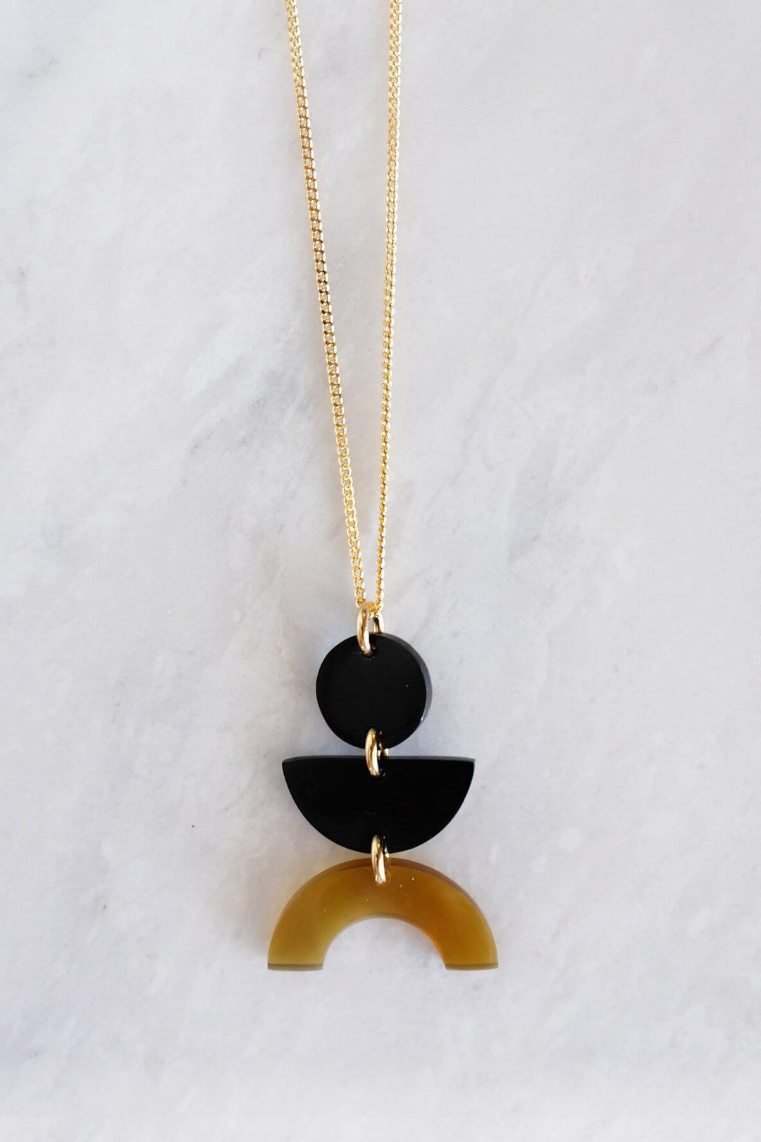 Vui Mung Geometrical Buffalo Horn Pendant Necklace