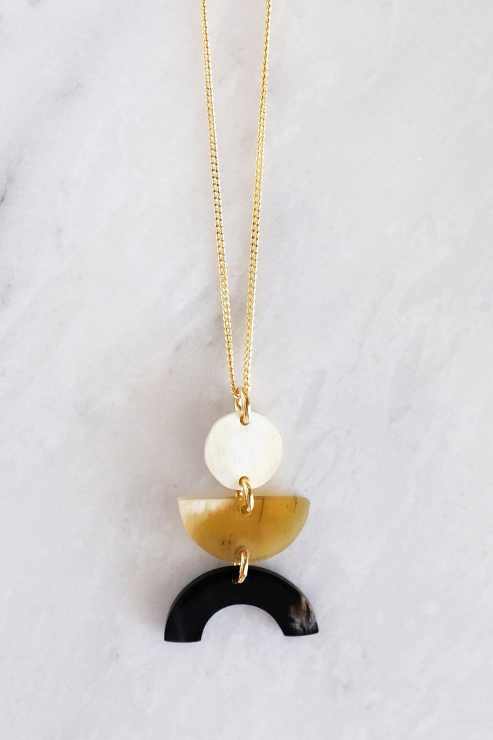 Vui Mung Geometrical Buffalo Horn Pendant Necklace