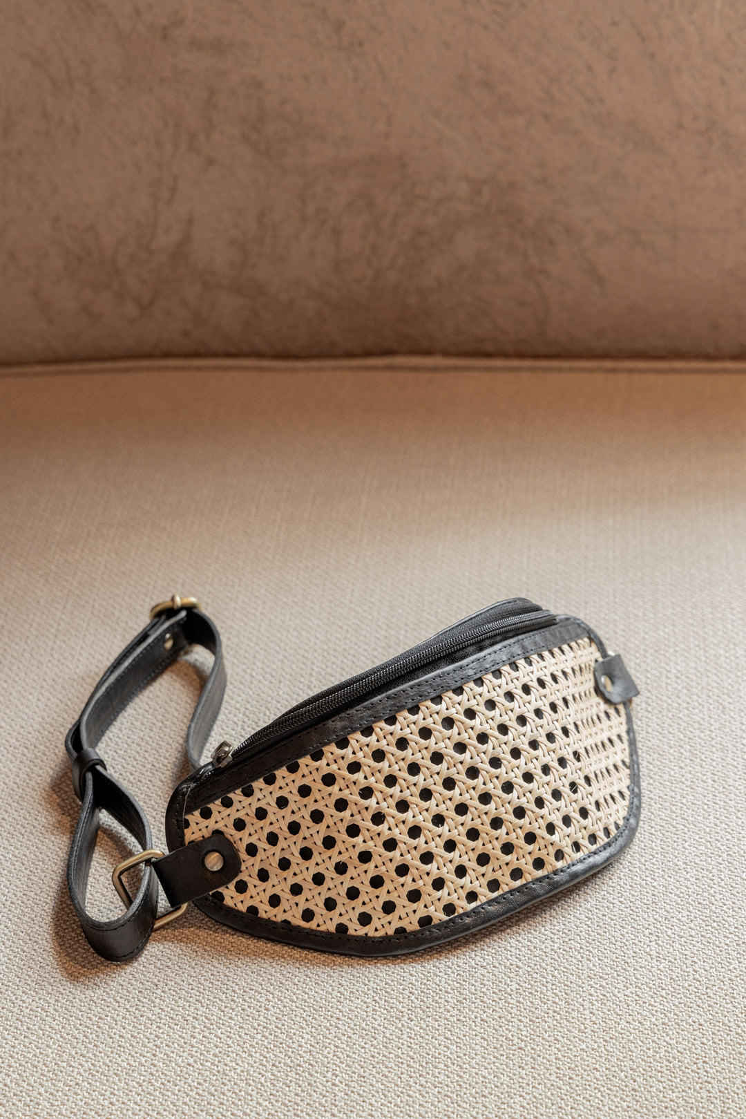 Raja Leather and Cane Sling Bag