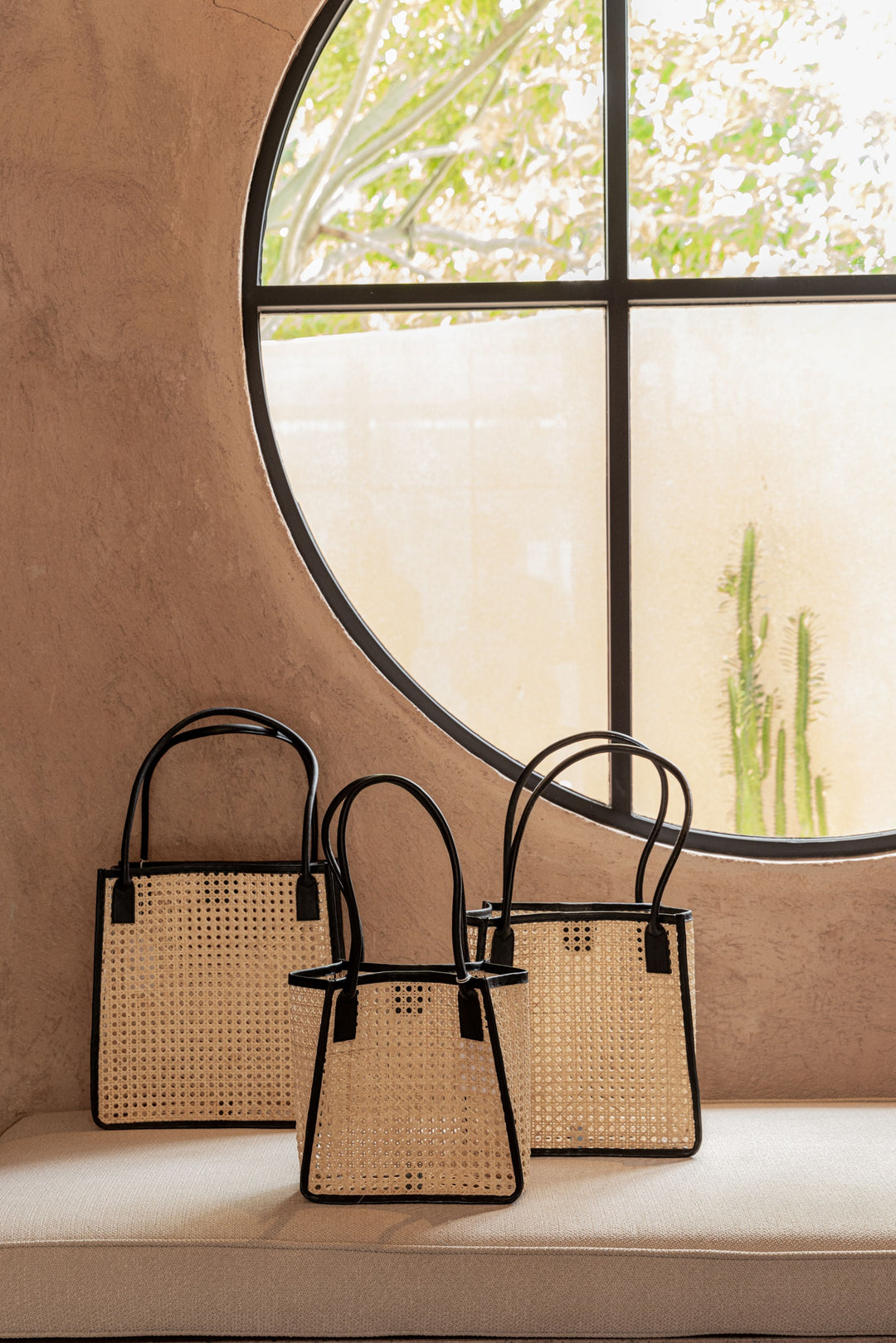 Citra Leather and Rattan Tote Bag