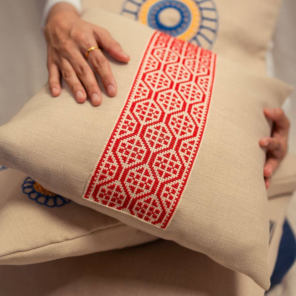 Tatreez Pillow Cover - Palestinian Red