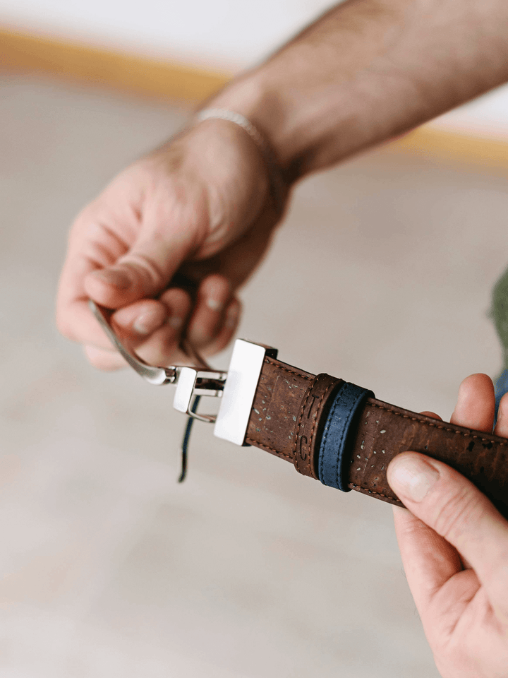 Cork Reversible Men's Belt (Brown/Navy)