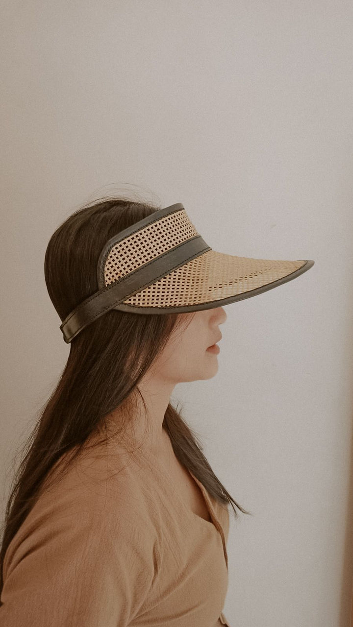 Sumi Leather and Cane Rattan Visor