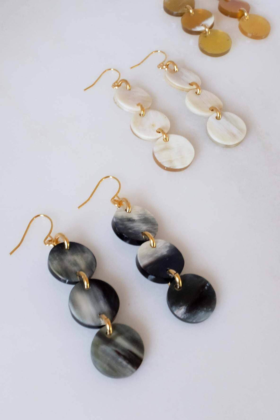 Yen Bai Buffalo Horn Circle Dangle Earrings