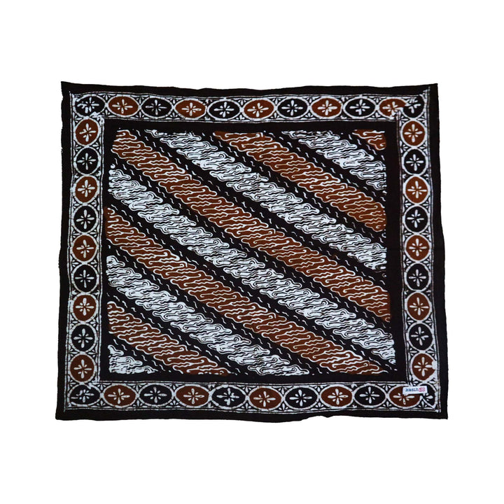 Hand Dyed Batik Bandana, Earthy Edge, Brown, Black, Indonesian Traditional Batik