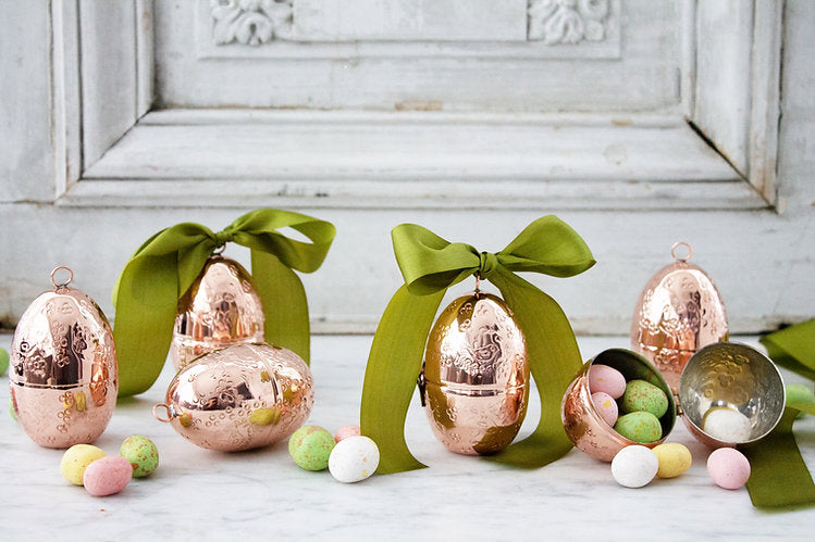 CMK Copper Etched Bird & Floral Egg Ornaments (Set of 4)