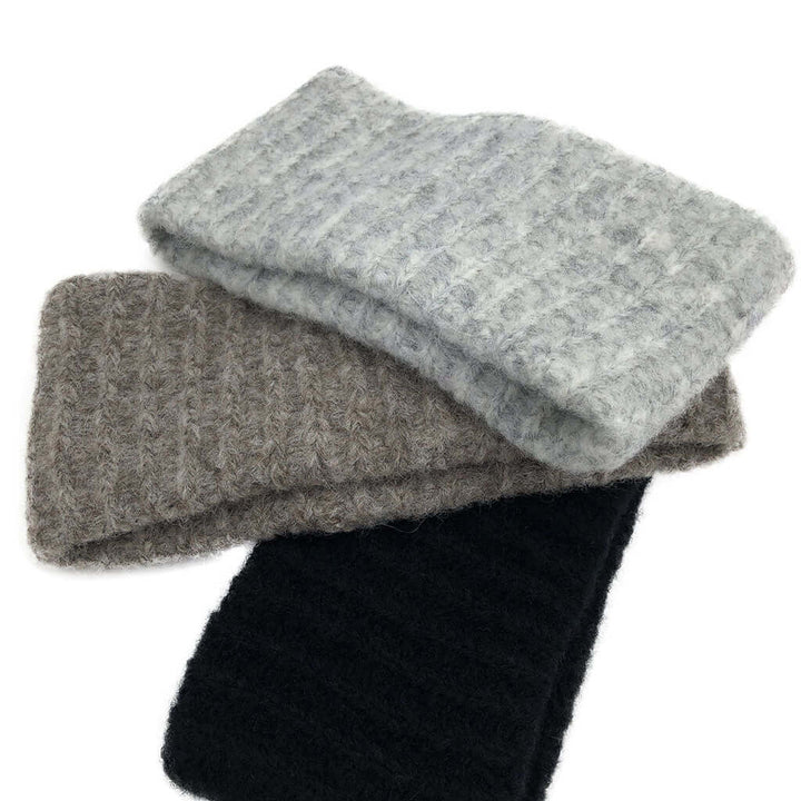 Gray Ribbed Alpaca Ear Warmer