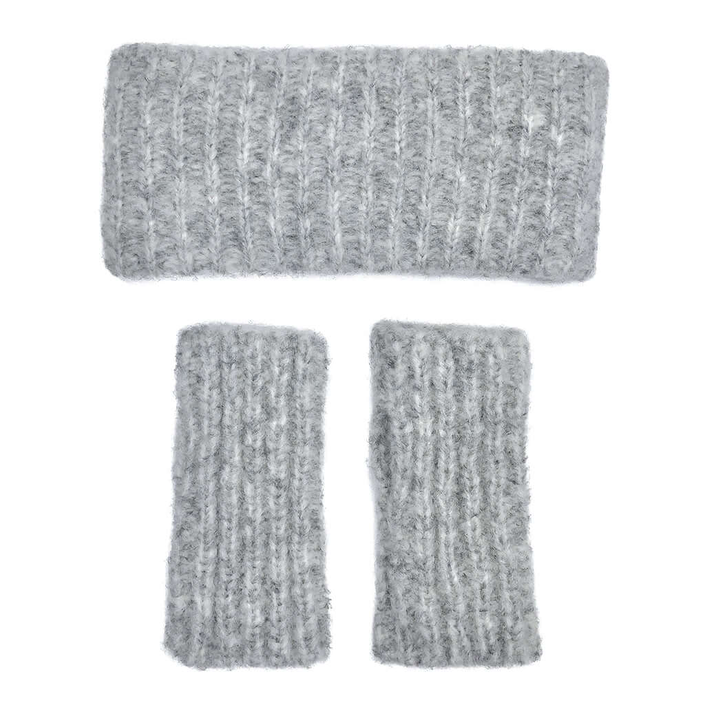 Gray Ribbed Alpaca Gloves